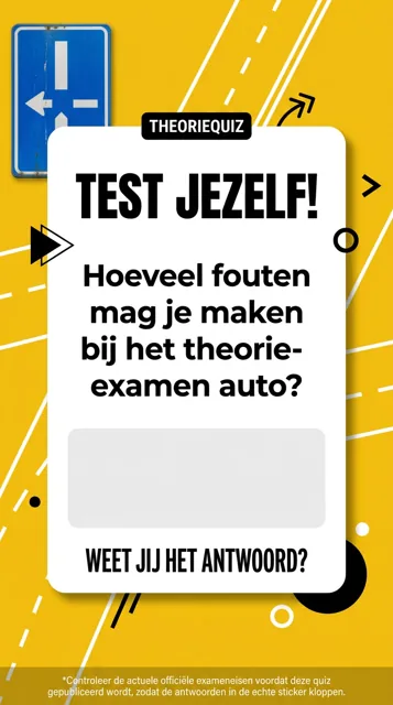 Voorbeeld Instagram Story voor Rijscholen: Test jezelf: theoriequiz