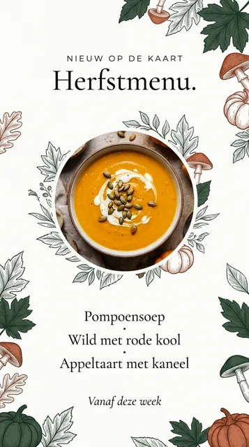 Voorbeeld Instagram Story voor Restaurants: Herfstmenu