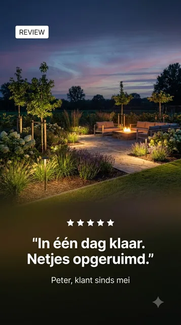 Voorbeeld Instagram Story voor Hovenier: Een klant aan het woord