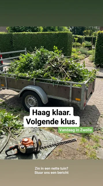 Voorbeeld Instagram Story voor Hovenier: Haag klaar. Volgende klus.