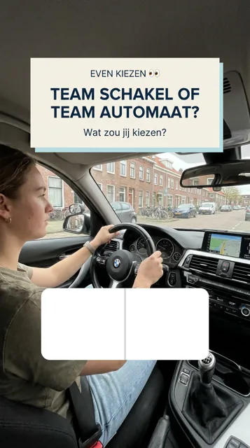 Voorbeeld Instagram Story voor Rijscholen: Team schakel of team automaat?