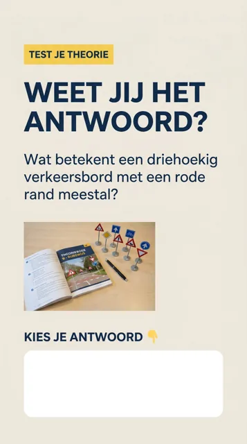 Voorbeeld Instagram Story voor Rijscholen: Wat betekent dit verkeersbord?