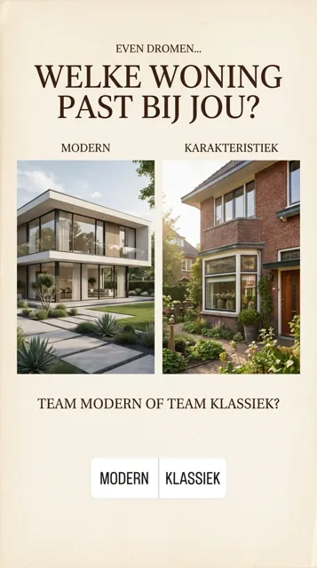 Voorbeeld Instagram Story voor Makelaars: Welke woning past bij jou?
