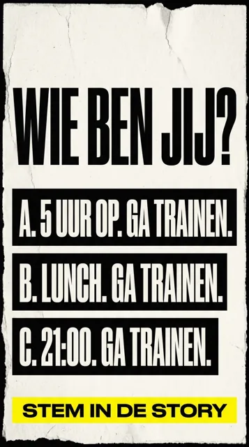 Voorbeeld Instagram Story voor Fitness / sportschool: Wie ben jij?